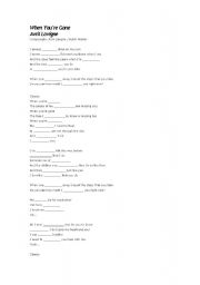 English Worksheet: When Youre Gone - Avril Lavigne