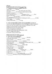 English worksheet: IN, AT, ON; Prepositions of place and time