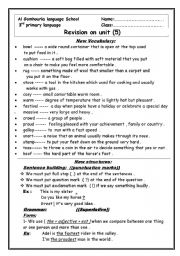 English Worksheet: sheet revision on unit 5 macmillan 3 rd primary