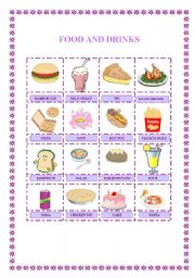 English worksheet: FOOD AND DRINKS