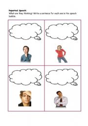 English worksheet: Reported Speech: What were they thinking? (3/3)