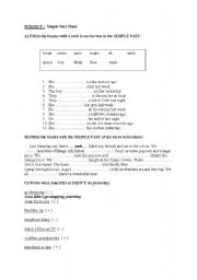 English worksheet: simple past tense