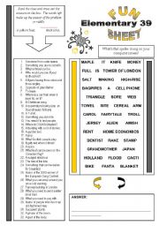 English Worksheet: Fun Sheet Elementary 39