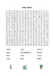 English Worksheet: Word Search about Farm