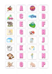 English Worksheet: Alphabet Memory Game