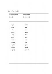 English worksheet: verbs in past simple 