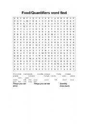 English Worksheet: food word search