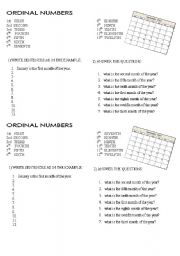 2 IN 1: ORDINAL NUMBERS AND MONTHS OF THE YEAR