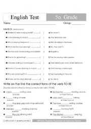 English Worksheet: examen presente progresivo