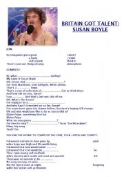 English Worksheet: Susan Boyle. Listening tasks