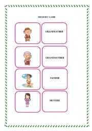 English Worksheet: mEMORY GAME II -FAMILY