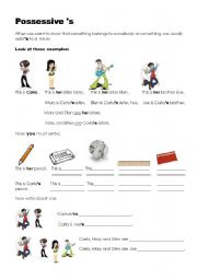 English Worksheet: POSSESSIVE S