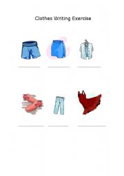 English Worksheet: Clothes Writing Exercise