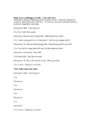 English Worksheet: Can/ Cant strip story and dialogue