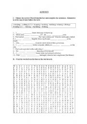 English worksheet: past continuous wordsearch