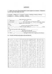 English Worksheet: past continuous wordsearch