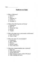 English Worksheet: Halloween Quiz