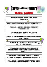 Conversation starters on parties