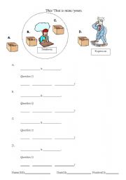 English Worksheet: This/That, Mine/Yours