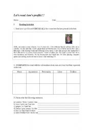 English Worksheet: Personal Profile