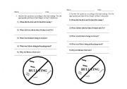 English worksheet: Bullying