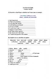 English Worksheet: Adverbs