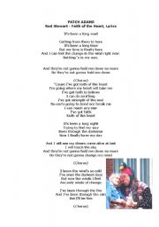 English Worksheet: PATCH ADAMS  Rod Stewart - Faith of the Heart, Lyrics