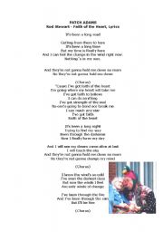 English worksheet: PATCH ADAMS  Rod Stewart - Faith of the Heart, Lyrics