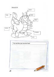 English worksheet: Dragon coloring page