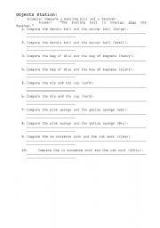 English worksheet: Comparison Stations Worksheet