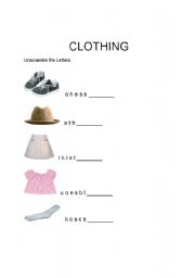 English worksheet: Clothing