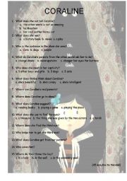 English Worksheet: CORALINE SECOND AND LAST PART