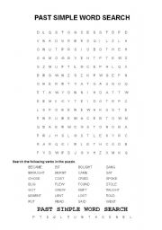 English Worksheet: PAST SIMPLE WORD SEARCH