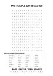 English worksheet: PAST SIMPLE WORD SEARCH