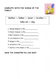 English worksheet: family members