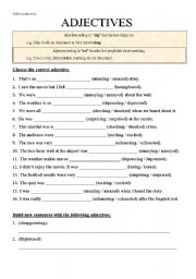 English Worksheet: Adjectives ending in -ing and -ed