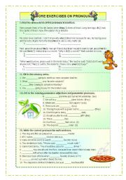 English Worksheet: Exercises on Pronouns