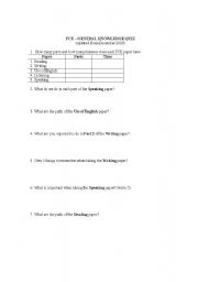 English worksheet: FCE General Knowledge Quiz