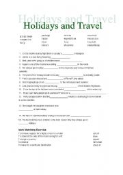 English worksheet: Holidays and Travel Vocabulary