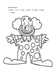 English Worksheet: Colourful clown
