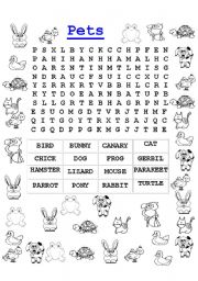 Pets word search