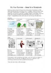 English Worksheet: Summer Scrapbook Ideas