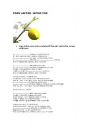 English worksheet: Arbor Day. Lemon Tree by Fools Garden