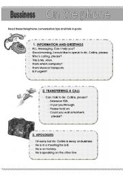 English Worksheet: On the phone