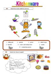 English Worksheet: Kitchenware and food