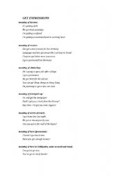 English worksheet: Get expressions