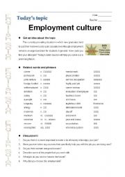 English Worksheet: Employment culture