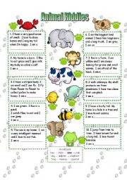 English Worksheet: Animal Riddles