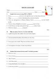 English worksheet: Relative Clauses Quiz