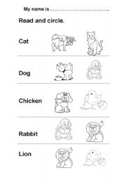 ANIMALS   READ AND CIRCLE